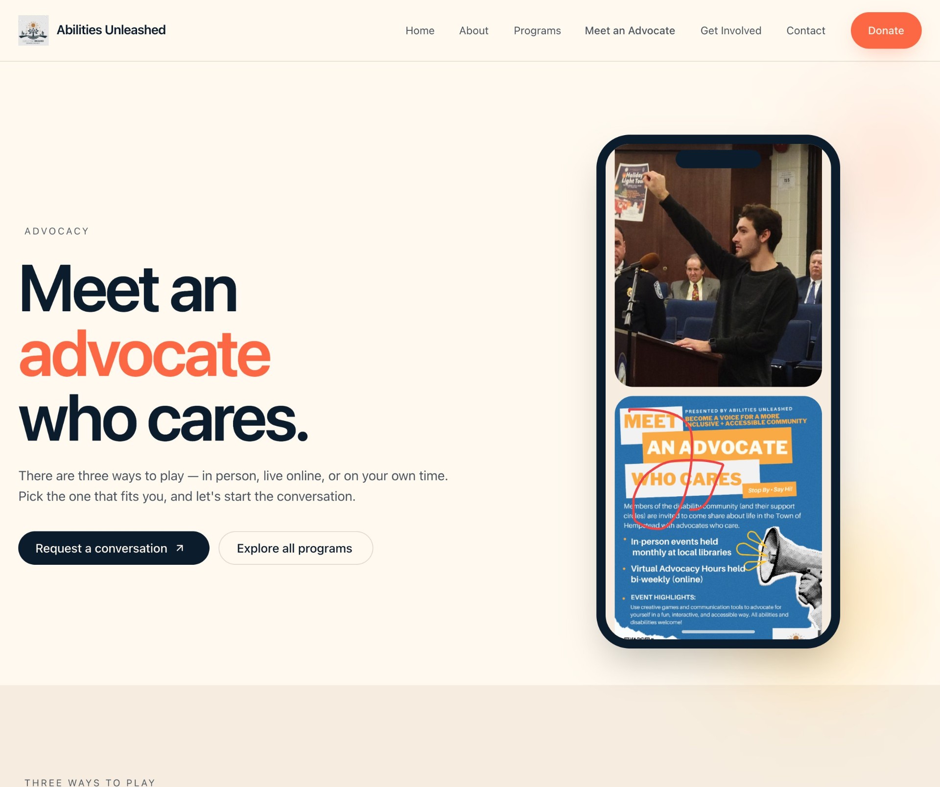 Meet an Advocate Who Cares flyer